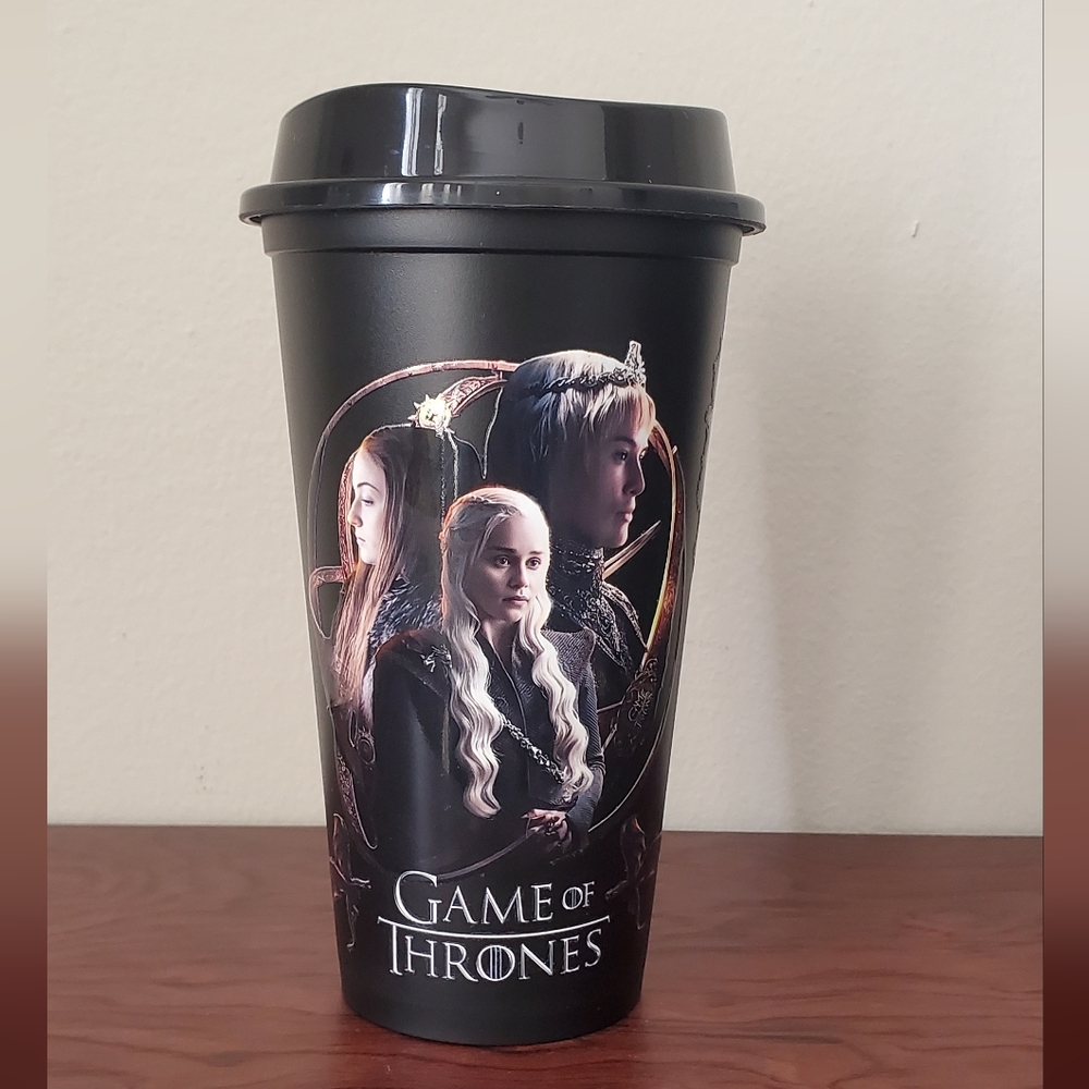 🪻3/$25 Black Game of Thrones tv show Queen 16oz Plastic travel tumbler lid